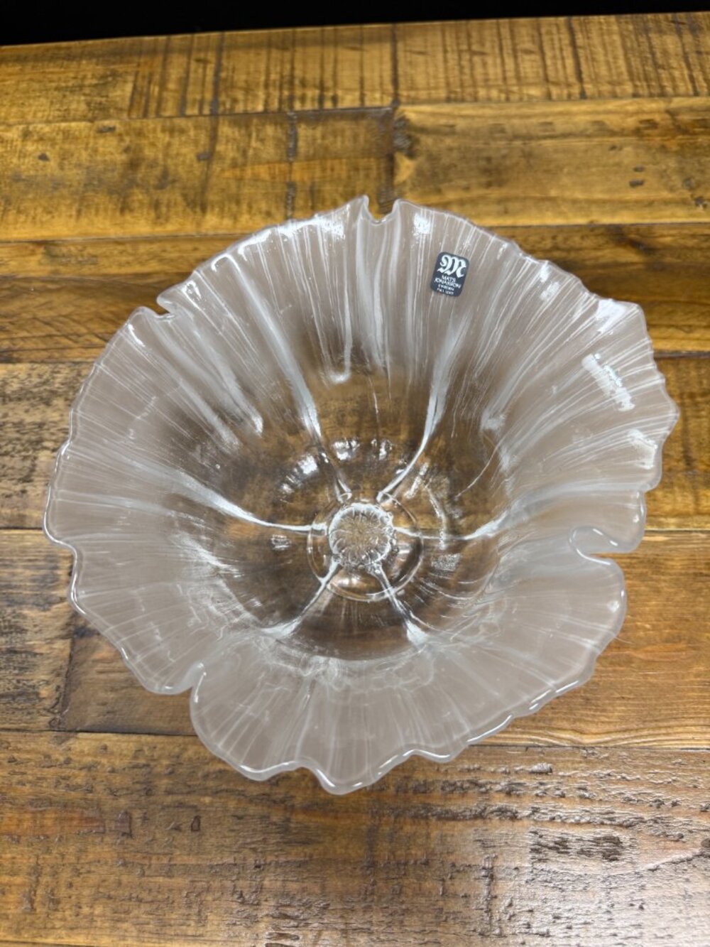 Vintage Mats Jonasson Full Lead Crystal Windflower Bowl